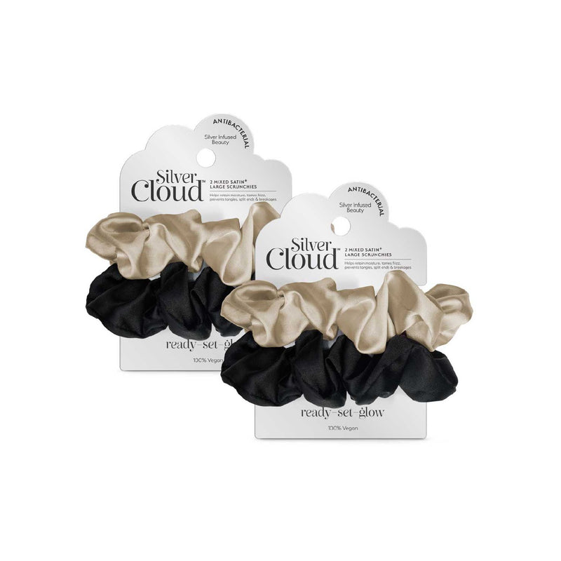 Silver Cloud Mixed Satin Scrunchies Four Pack (British brand)