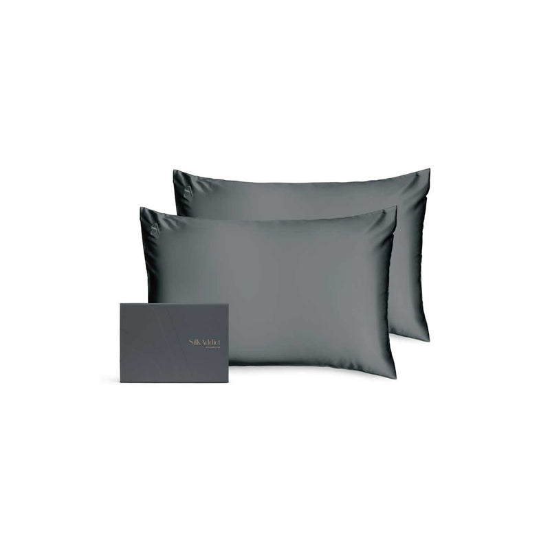 Silk Addict Mulberry Silk Pillowcase Charcoal 75x50cm (British brand)
