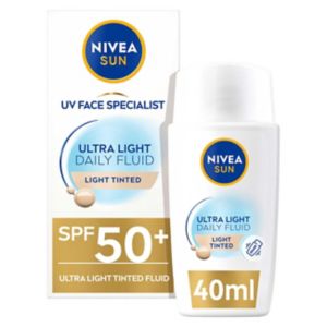 Boots NIVEA UV Ultra Light SPF50+ Tinted Face Fluid Light 40ml- Buy online at McGrocer