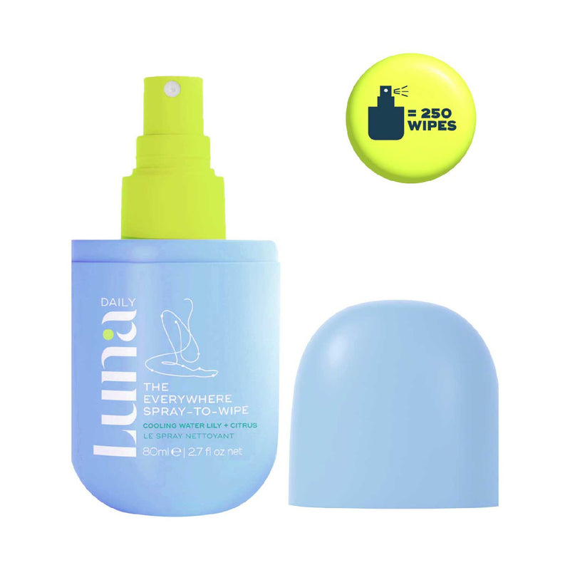 Luna Daily cooling spray-to-wipe Waterlily & Citrus 80ml, imported from the UK