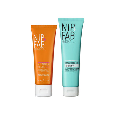 Boots Nip+Fab Hyaluronic Fix Cleansing Cream And Vitamin C Scrub Duo Cleanser- Buy online at McGrocer