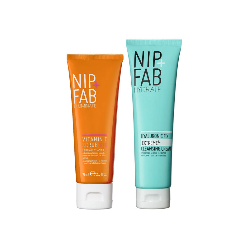 Nip+Fab cleansing cream and vitamin C scrub duo, imported from the UK