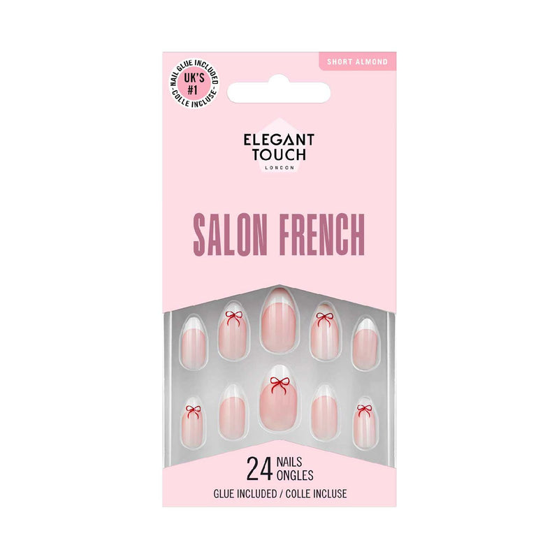 Elegant Touch short almond French false nails 24s (British brand)