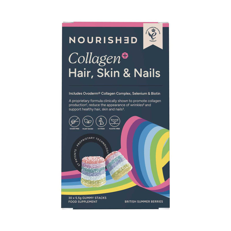 Nourished Collagen + Hair Skin & Nails 30s, imported from the UK
