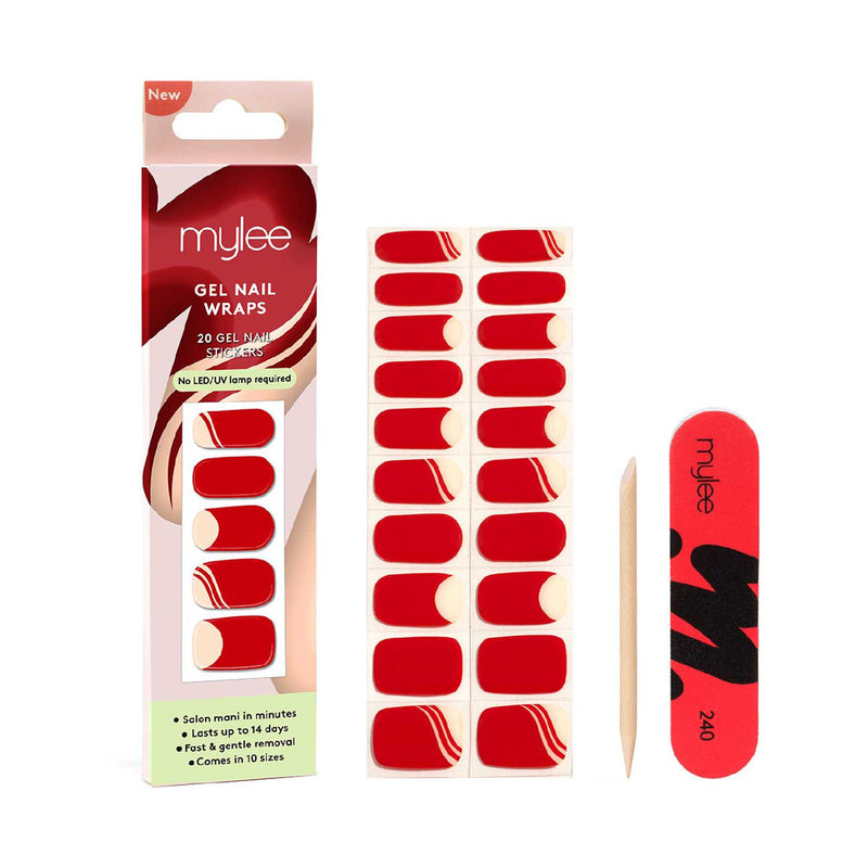 Mylee Gel Nail Wraps Lady In Red, imported from the UK