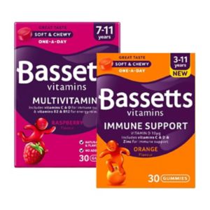 Bassetts kids vitamin bundle raspberry orange gummies pack - British product