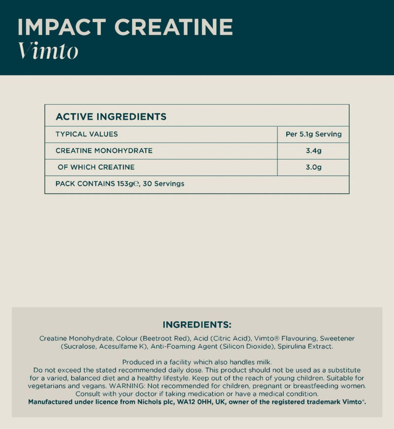 Myprotein creatine supplement Vimto 30 Servings, imported from the UK