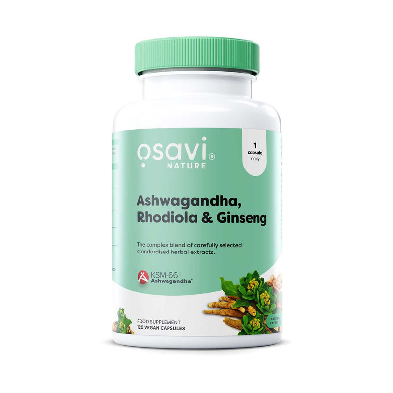 Osavi Ashwagandha Rhodiola Ginseng capsules 120 servings (British brand)