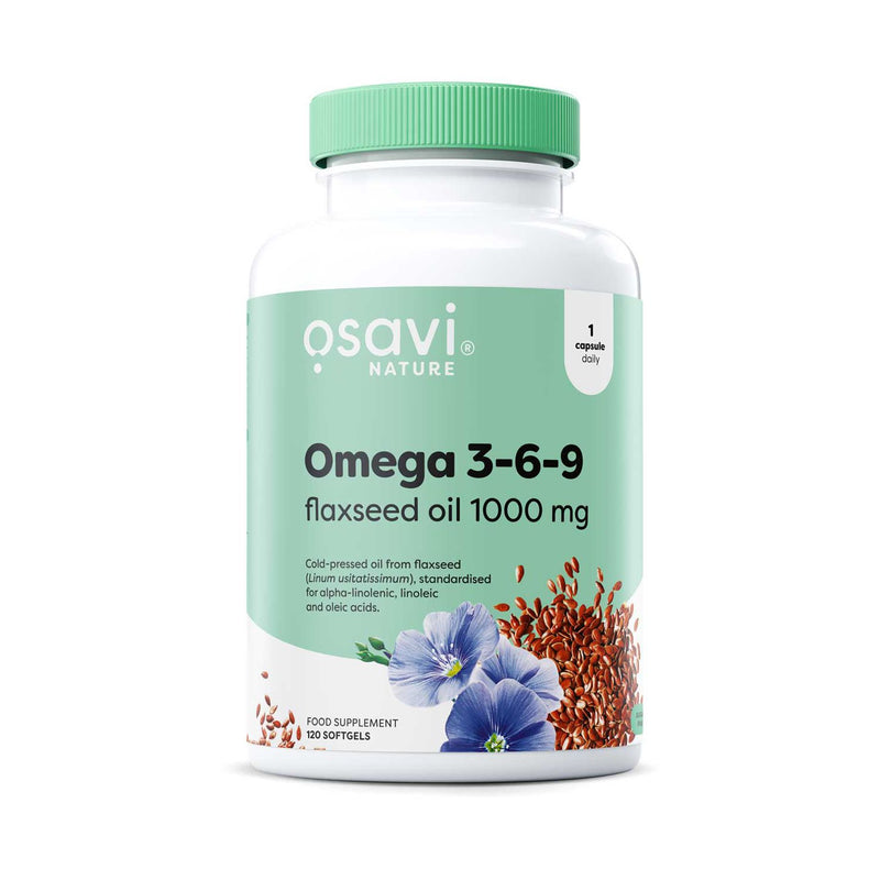 Osavi Omega 3-6-9 Flaxseed Oil 1000mg Softgels 120 count (British brand)