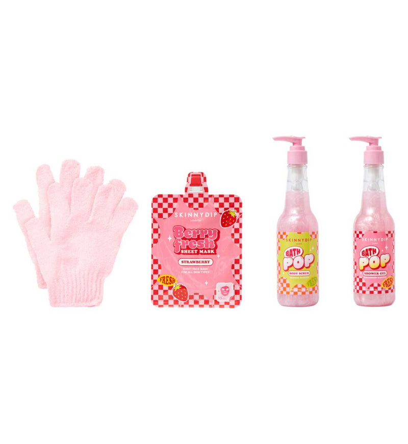Skinnydip London Supermarket Shower Gel Set with Facemask and Loofah (British brand)