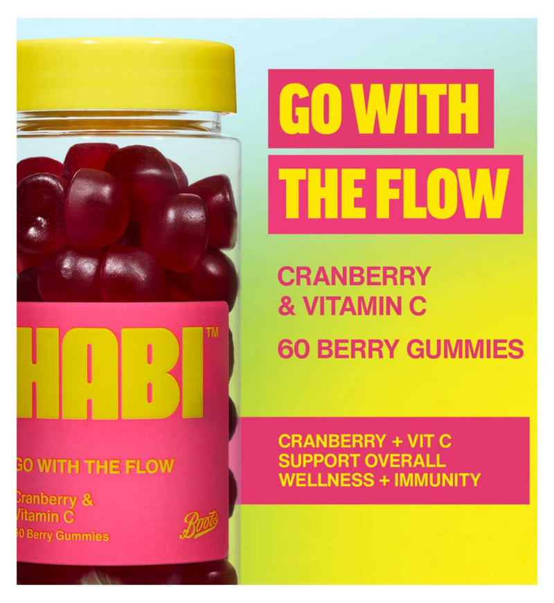 HABI Go with Flow Cranberry & Vitamin C gummies 60s, UK version