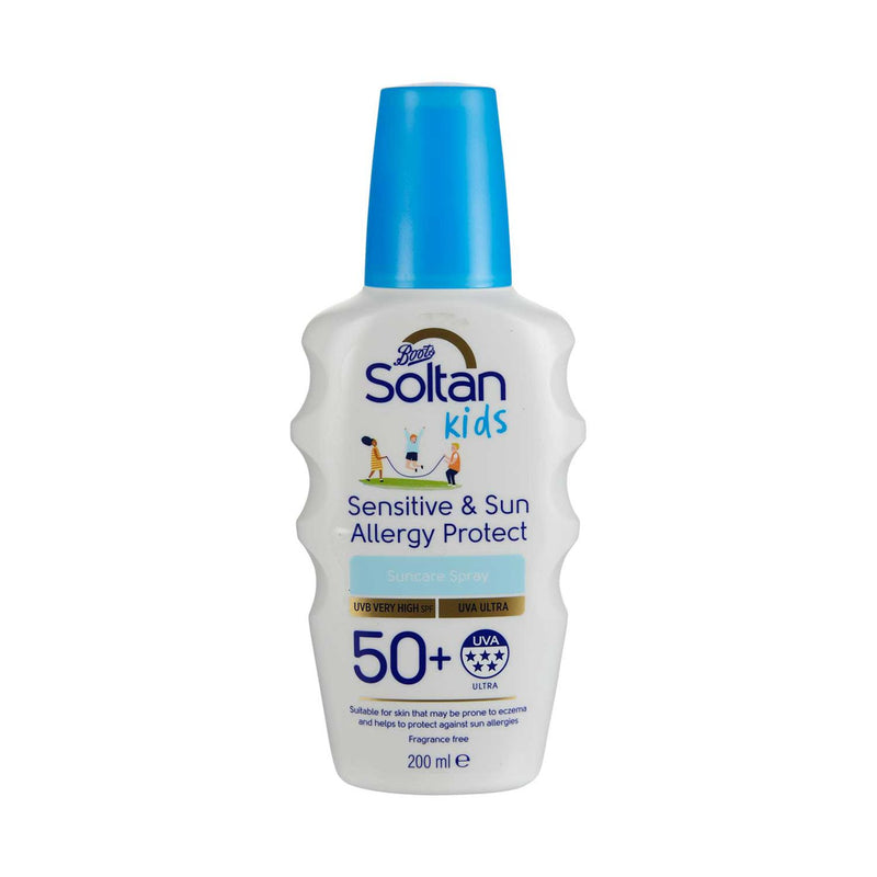 Soltan kids sensitive sun spray SPF50 200ml, imported from the UK