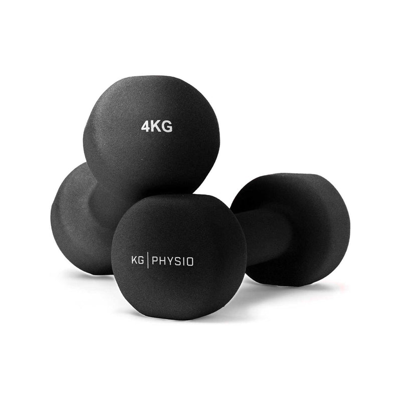 KG Physio 4KG neoprene dumbbells black pair - British product