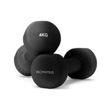 KG Physio 4KG neoprene dumbbells black pair - British product