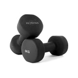 KG Physio black neoprene dumbbells 6kg pair, UK version