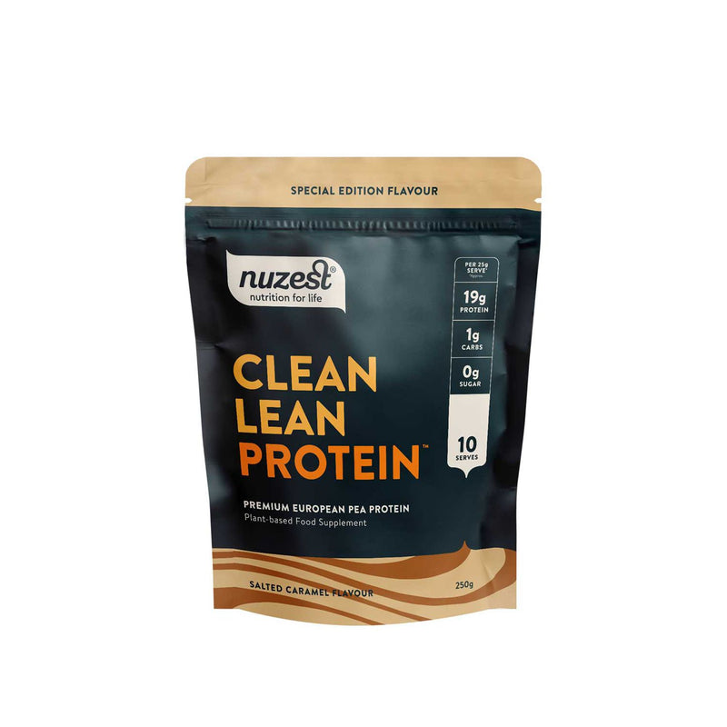 Nuzest Pea Protein Powder Salted Caramel 250g, imported from the UK