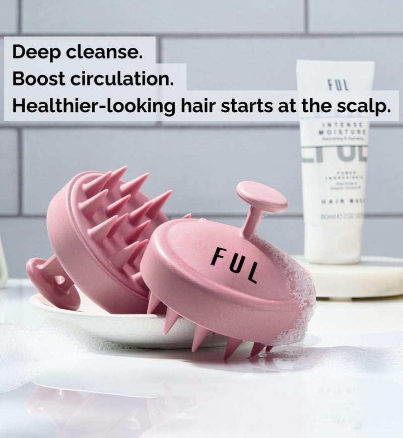 FUL Scalp Massager Brush Pink Silicone Cleanser - British product