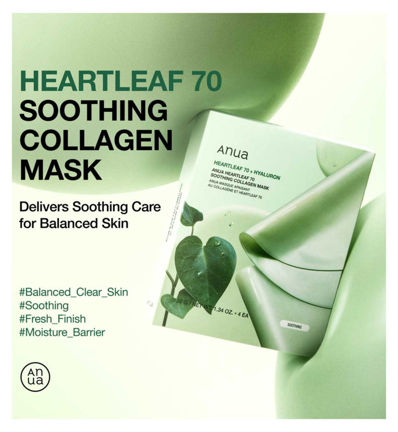 Anua Heartleaf 70 Soothing Collagen Mask 4 pack - British product