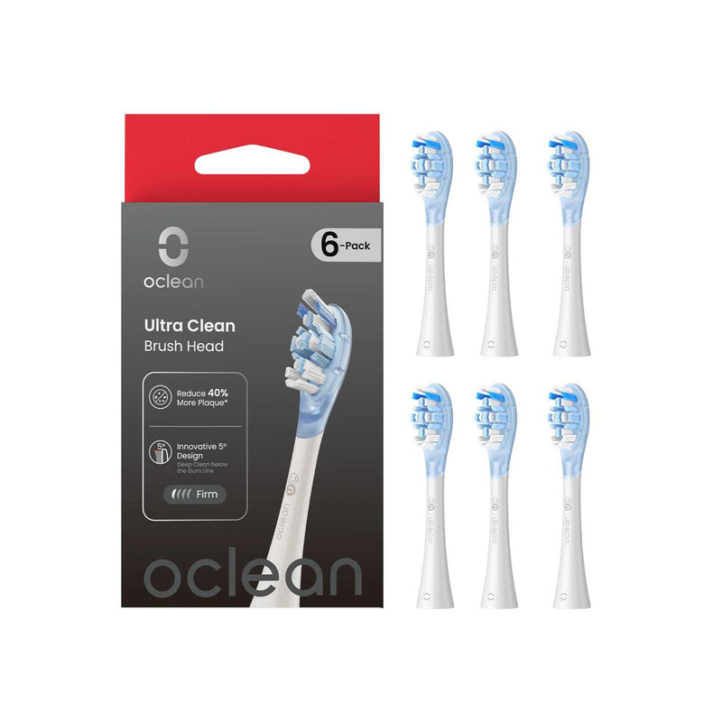 Oclean Ultra Clean Brush Head White 6-pack, imported from the UK