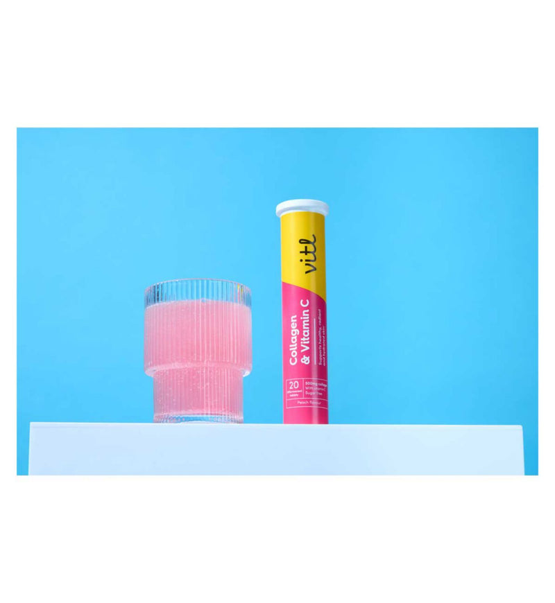 Vitl collagen and vitamin c effervescent tablets peach 20s (British brand)