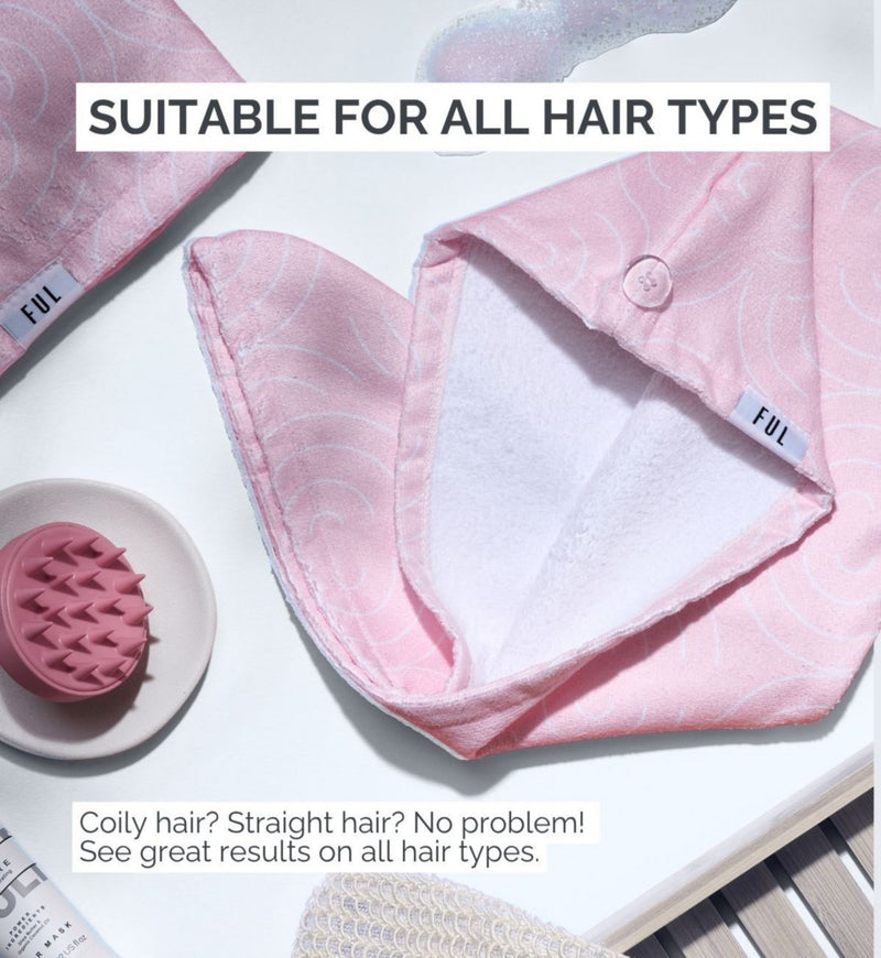 FUL microfibre hair towel wrap super absorbent quick-dry turban, imported from the UK