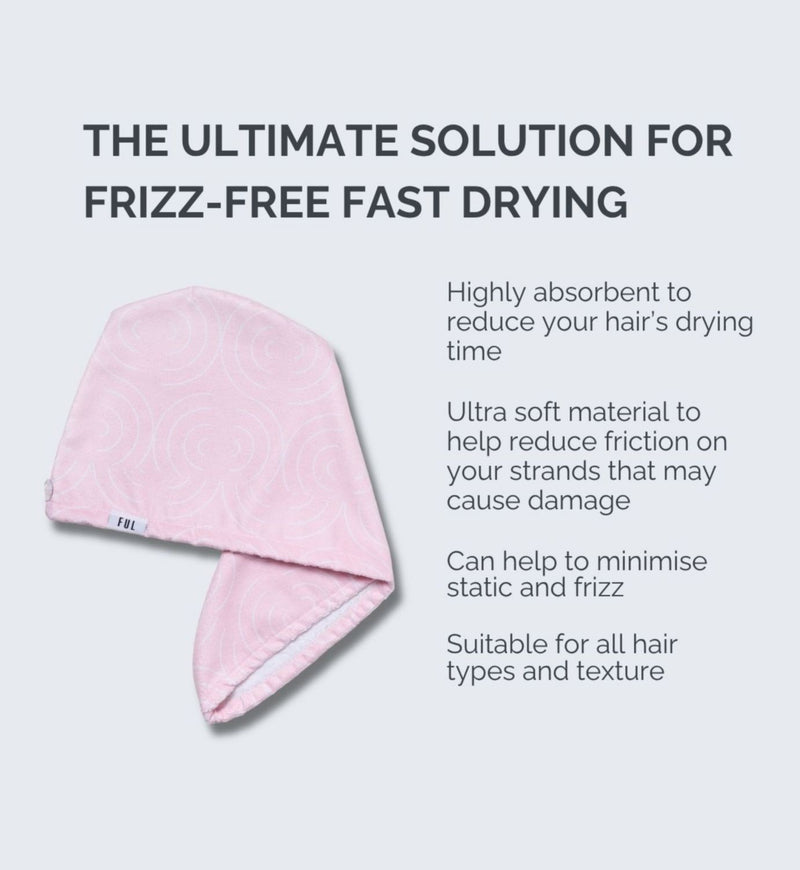 FUL microfibre hair towel wrap super absorbent quick-dry turban, imported from the UK