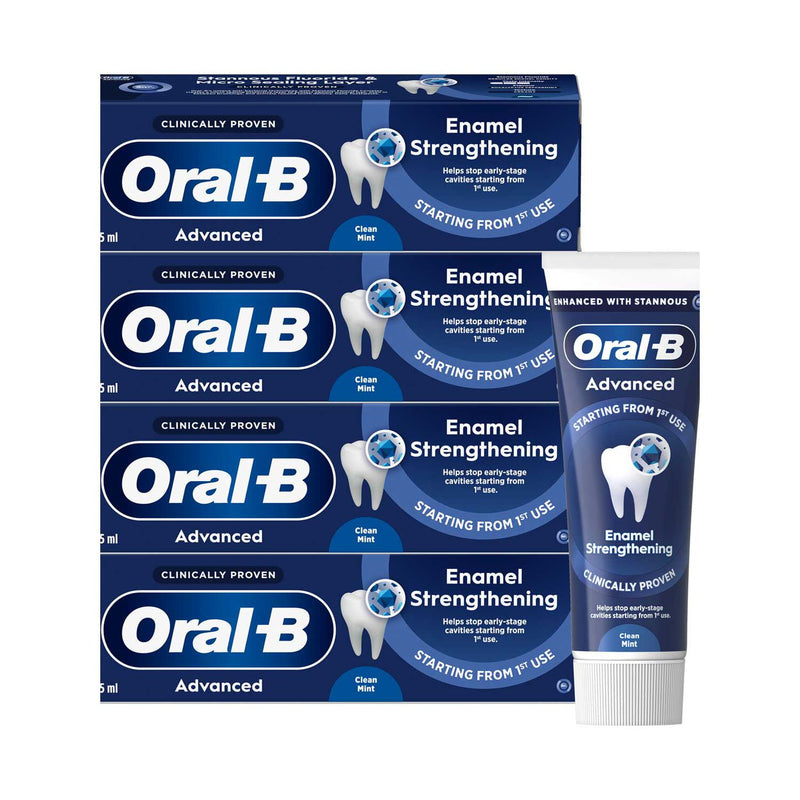 Oral-B Enamel Strengthening Toothpaste Clean Mint 75ml x4, imported from the UK