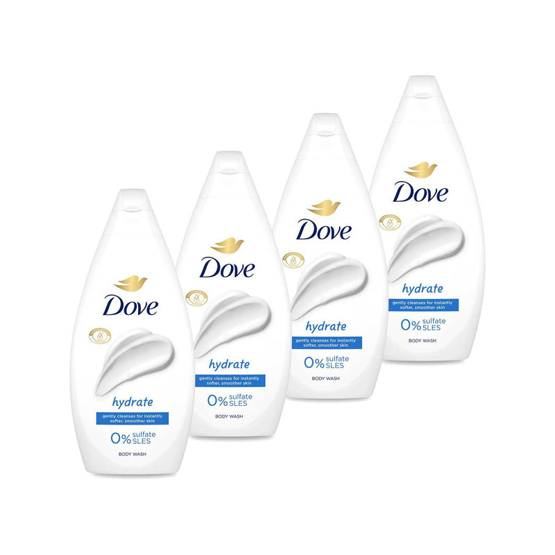Dove Hydrate body wash 450ml 4-pack, imported from the UK