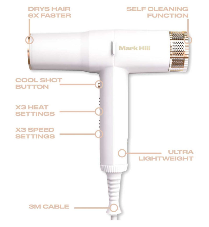 Mark Hill Ice White Edition T-Dryer hair dryer, imported from the UK