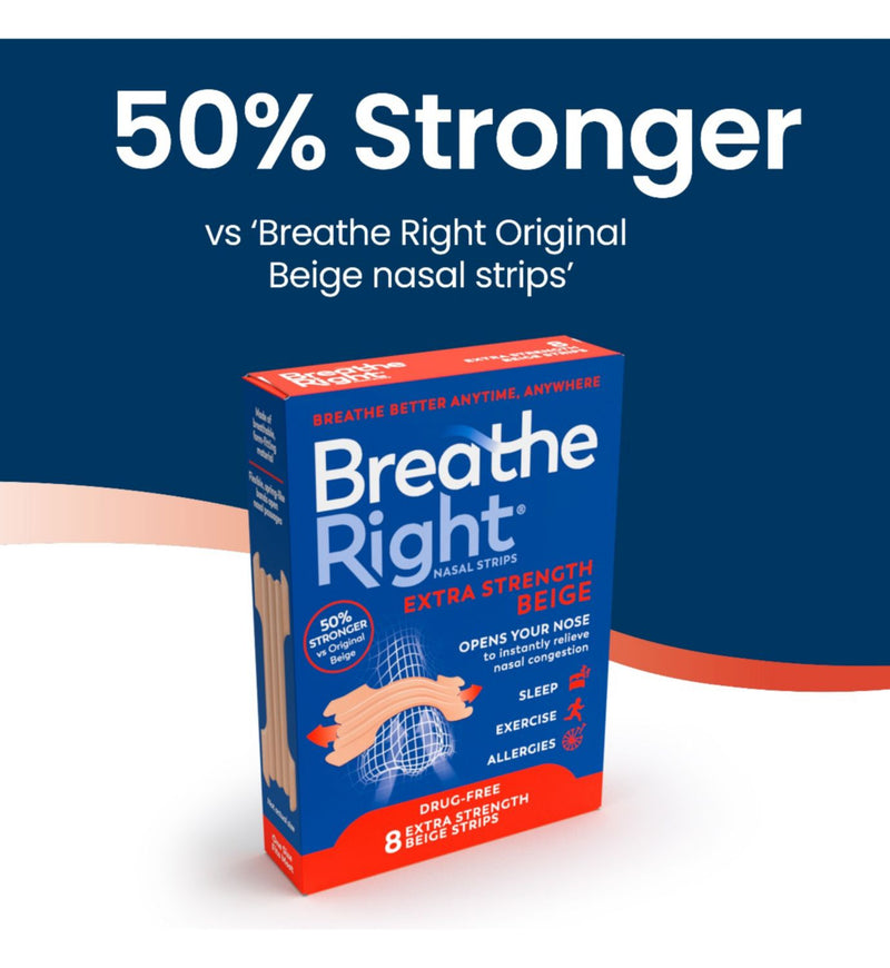 Breathe Right extra strength nasal strips 8 pack, UK version