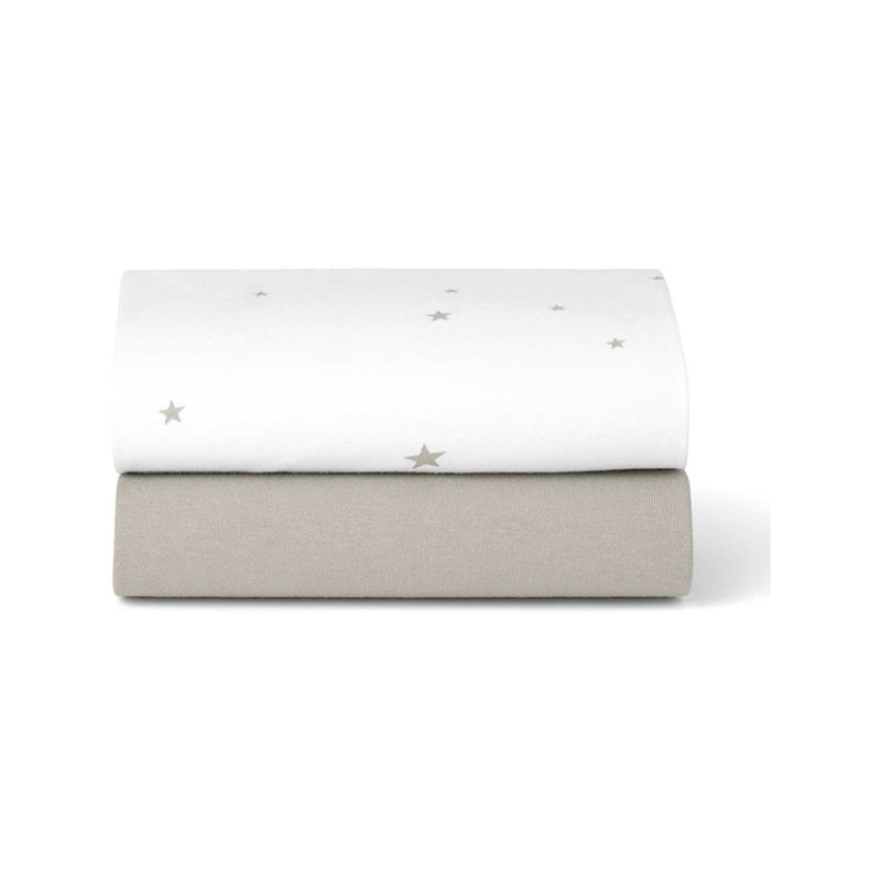 Snüz white star crib sheets two pack, 100% cotton - British product