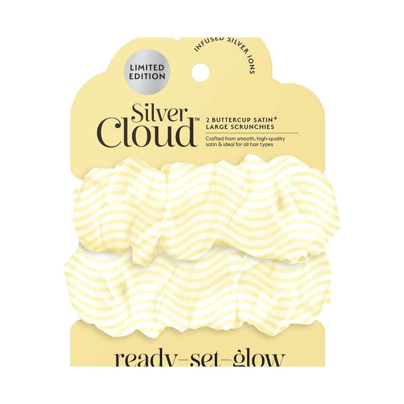 Silver Cloud large frilly scrunchies yellow and white set (British brand)