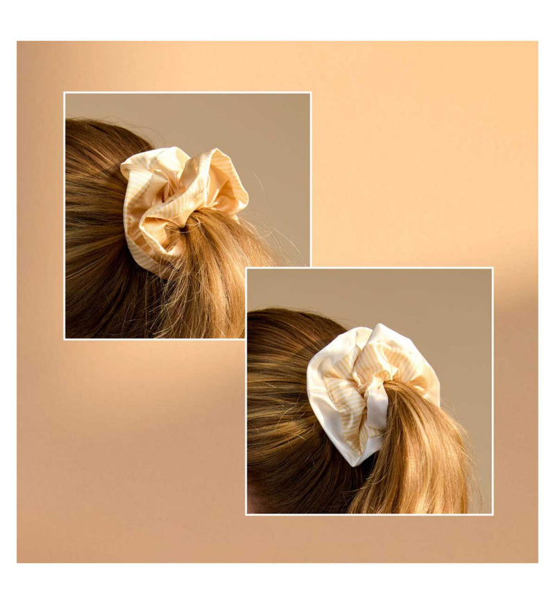Silver Cloud large frilly scrunchies yellow and white set (British brand)