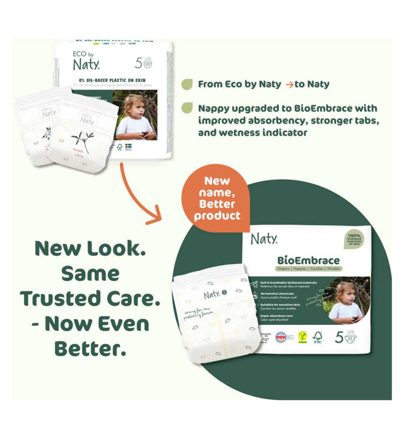 Naty BioEmbrace nappies size 5, 22 count (British brand)