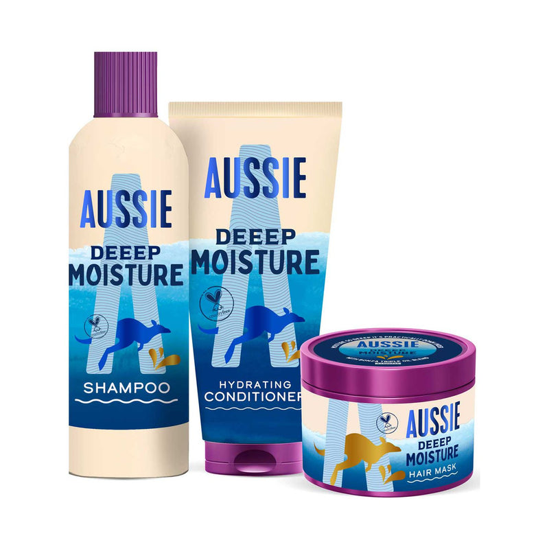 Aussie Deep Moisture bundle with shampoo, conditioner and mask - British product