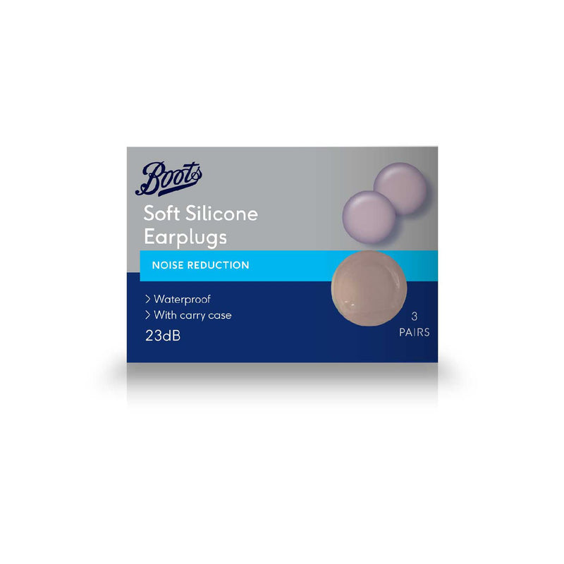 Boots soft silicone earplugs 3 pairs, imported from the UK