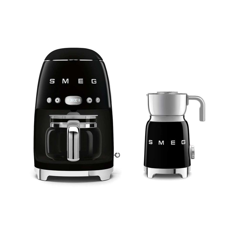 Smeg coffee machine and milk frother set black (British brand)
