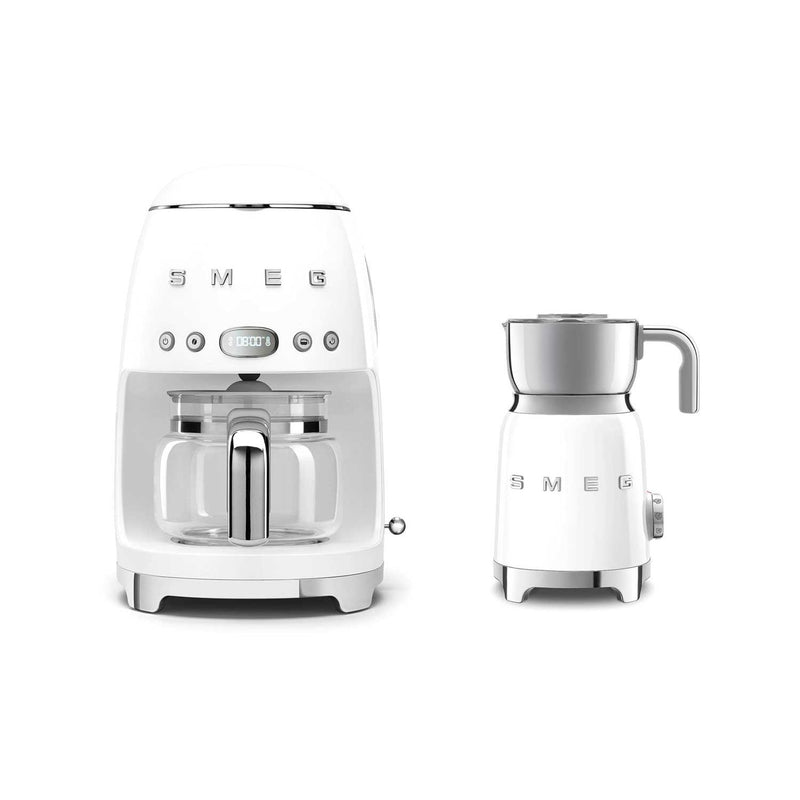Smeg white coffee machine and milk frother set - British product
