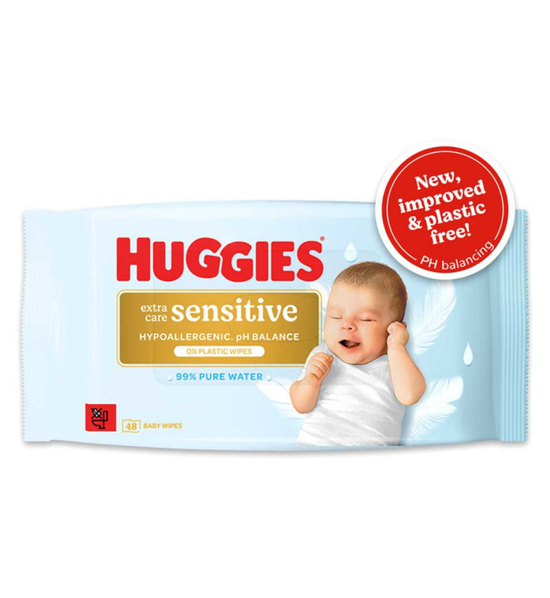 Huggies baby wipes Extra Care Sensitive pack of 48, UK version