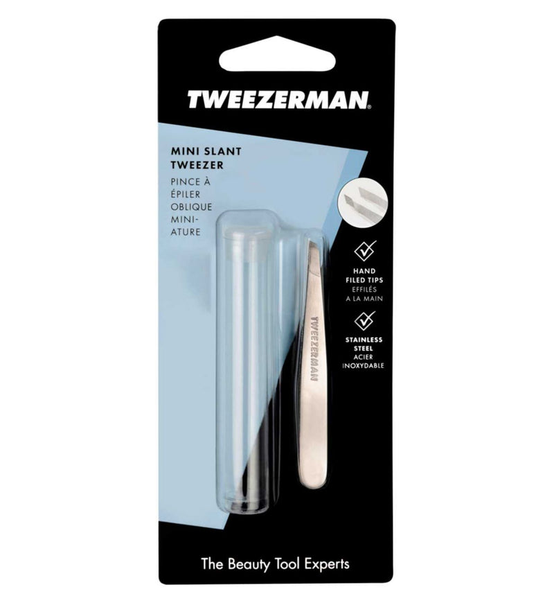 Tweezerman mini slant tweezer, stainless steel, (British brand)