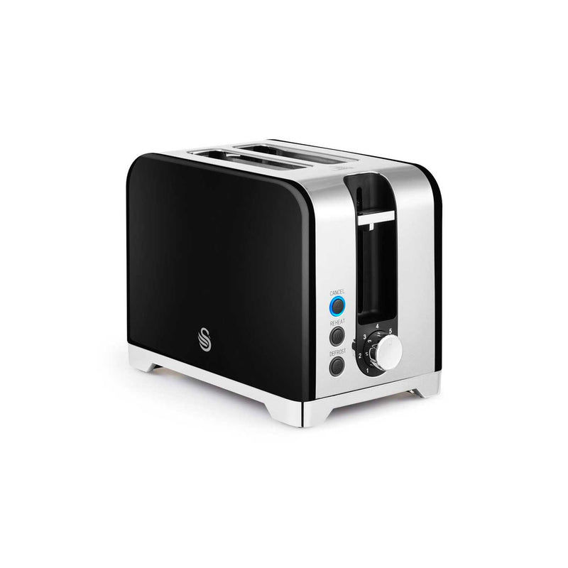 Swan 2 slice stainless steel toaster black, UK version