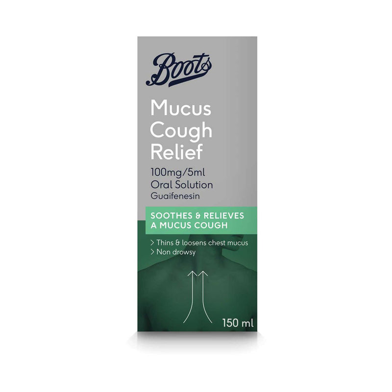 Boots Mucus Cough Relief oral solution 100mg/5ml 150ml - British product