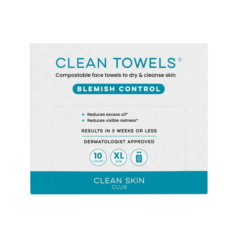Clean Skin Club blemish control face towels 10ct, imported from the UK