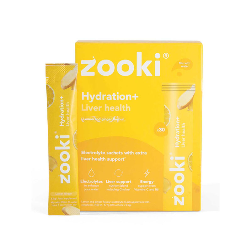 Zooki Electrolytes+ Liver Health lemon ginger 30 sachets - British product
