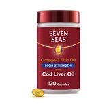 Seven Seas Omega-3 fish oil high strength capsules 120 ct, imported from the UK