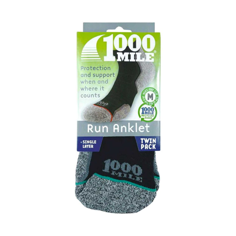 1000 Mile Repreve Run Anklet running socks medium twin pack, imported from the UK