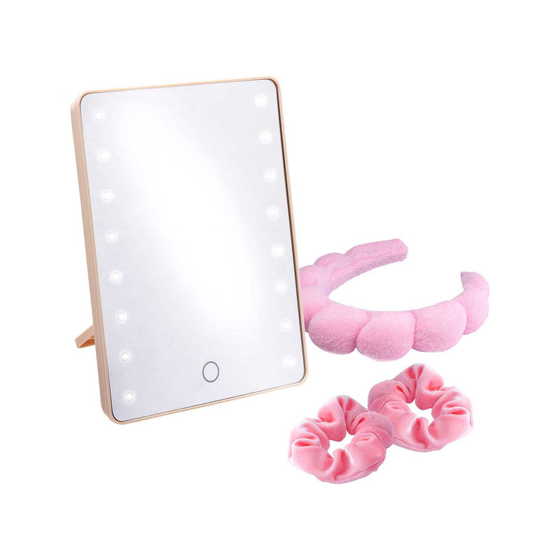 Sensio LED mirror gift set with headband and scrunchies - British product