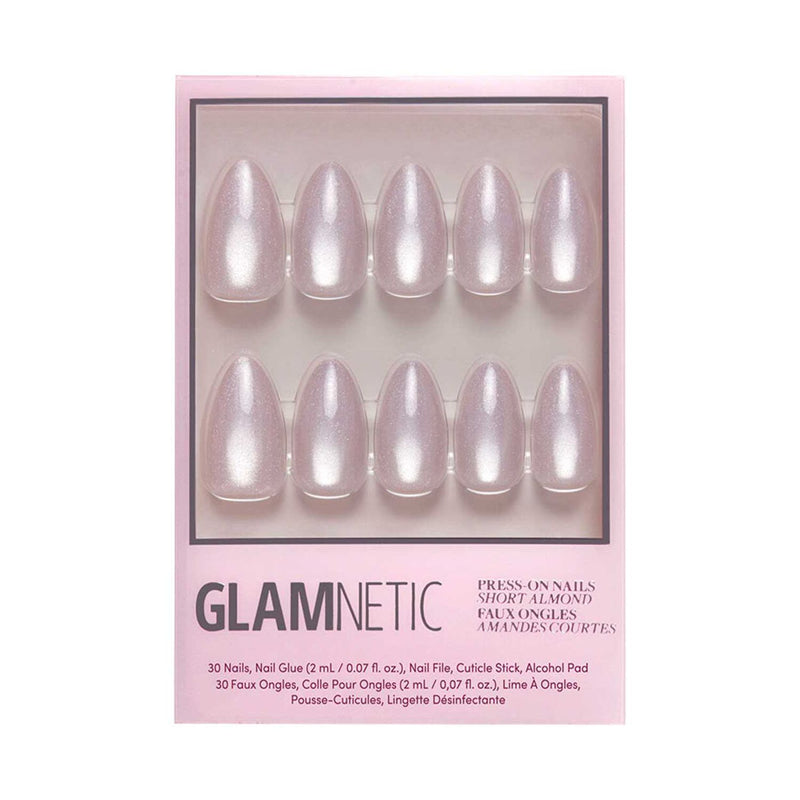 Glamnetic press on nail kit glass finish Selenite 30s - British product