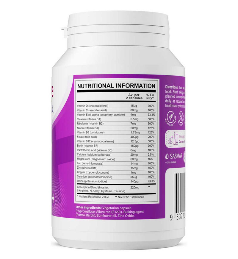 Conceive Plus fertility support vitamins 60 capsules, imported from the UK