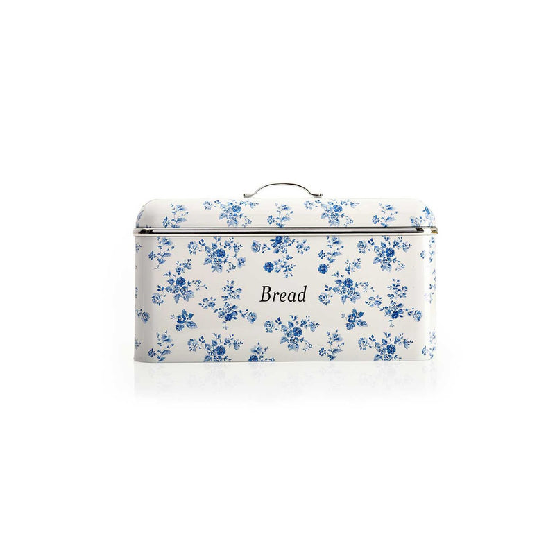 Laura Ashley bread bin China Rose print stainless steel, UK version